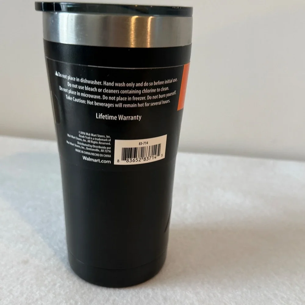 Ozark Trail 20 oz Vacuum Insulated‎ Stainless Steel Tumbler Black w Lid